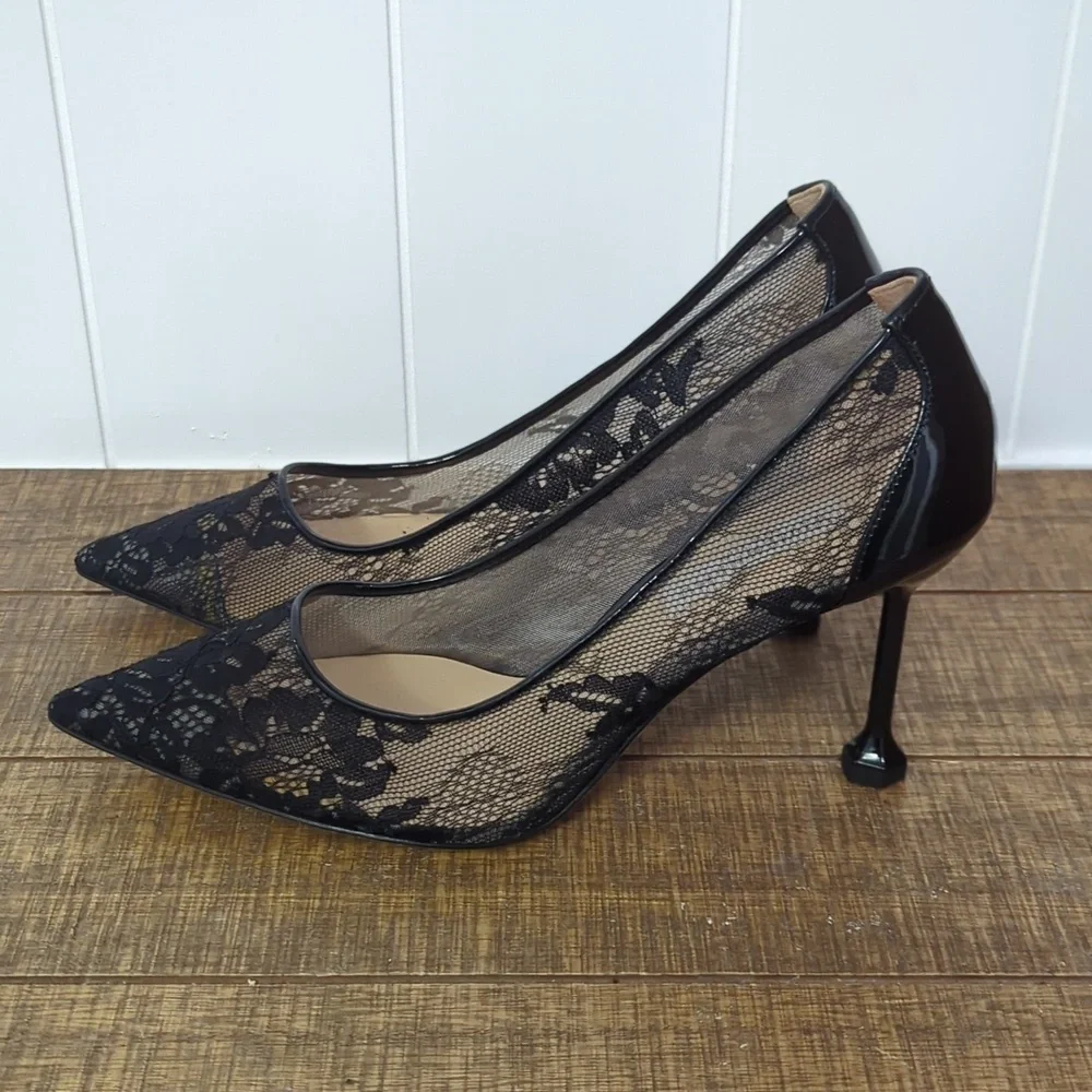 NWOT Vivienne Hu New York Black Lace Shoes Neat Style Heels - Picture 12 of 12